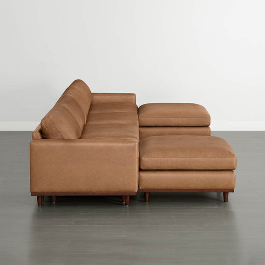 Liam 6-Piece Overstuffed Feather Sectional with Wood Base