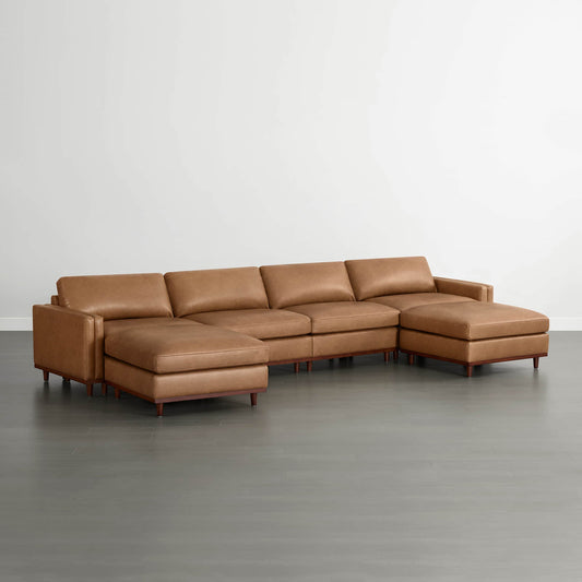 Liam 6-Piece Overstuffed Feather Sectional with Wood Base