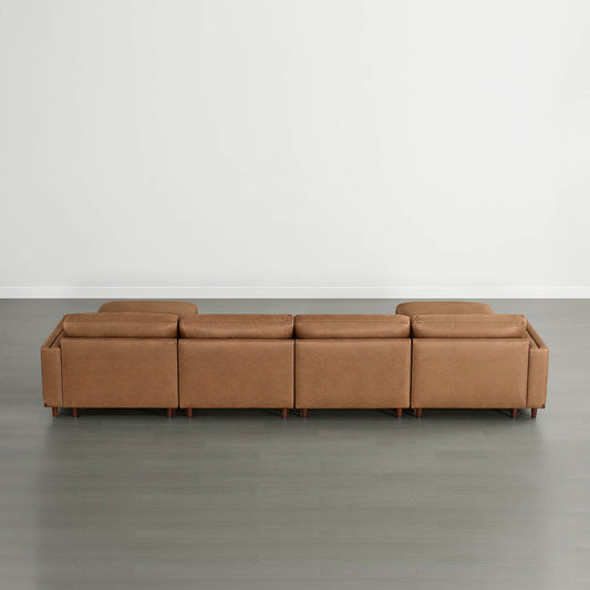 Liam 6-Piece Overstuffed Feather Sectional with Wood Base