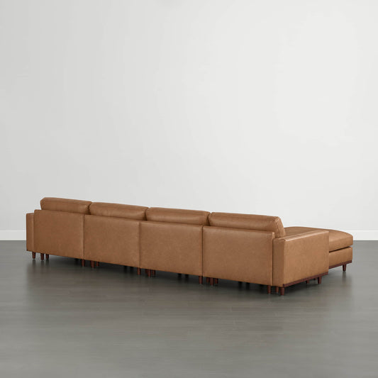 Liam 6-Piece Overstuffed Feather Sectional with Wood Base