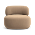 Swivel Lounge Chair in Beige Velvet with Curved Design