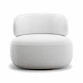 Swivel Lounge Chair in White Boucle with Curved Back