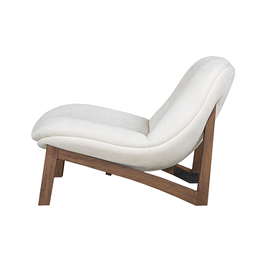Lola Lounge Chair in Beige with Curved Backrest