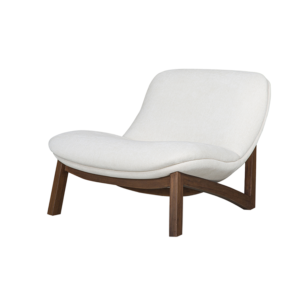 Lola Lounge Chair in Beige with Curved Backrest