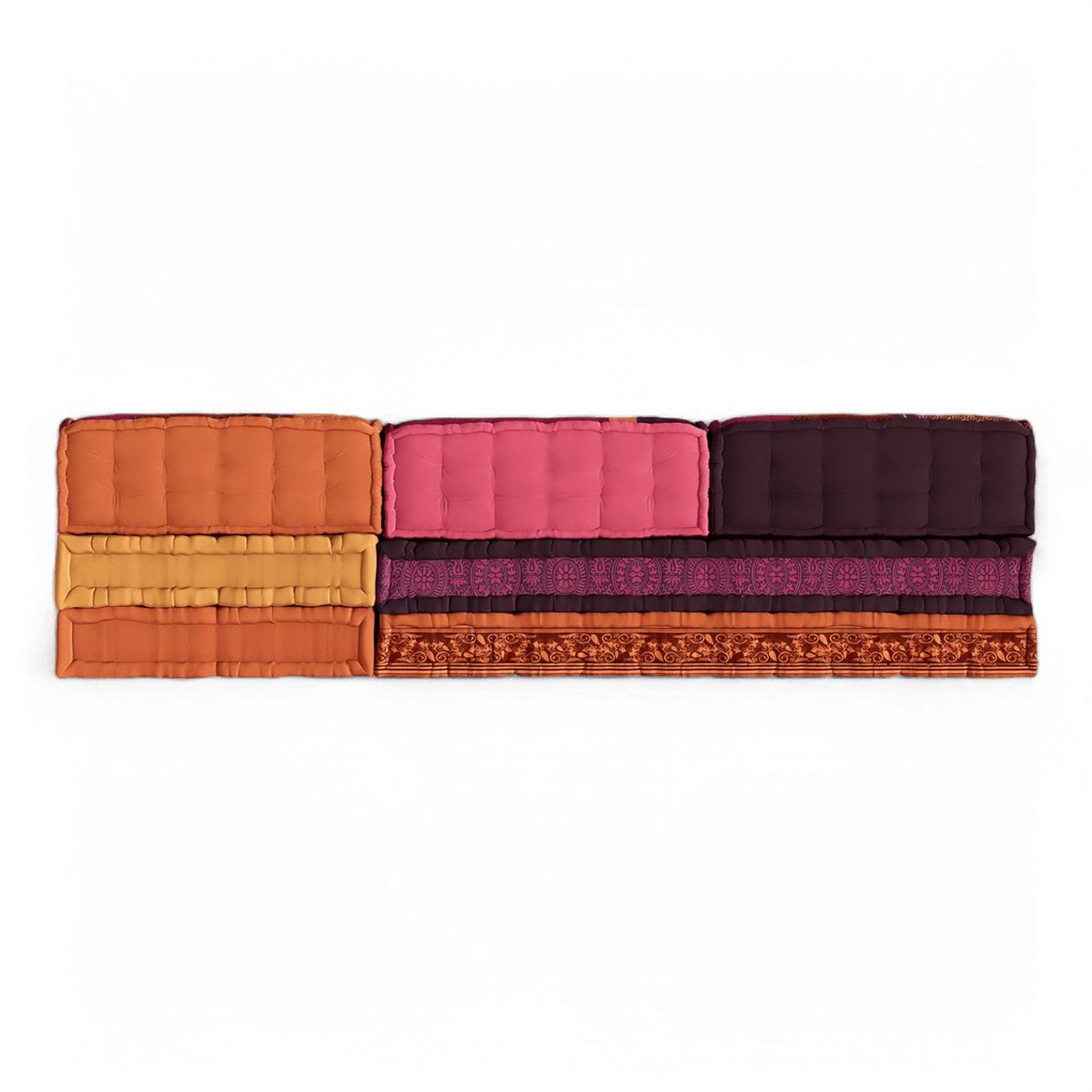 Sectional Sofa in Purple and Orange Fabric