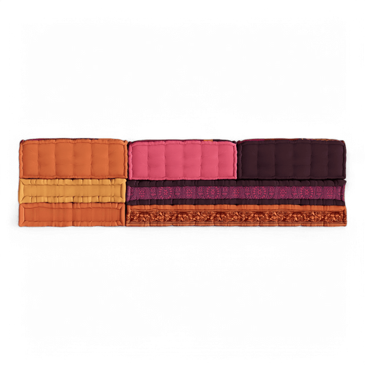Sectional Sofa in Purple and Orange Fabric