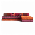Sectional Sofa in Purple and Orange Fabric