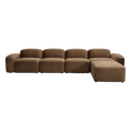 Large Sectional Sofa in Brown Velvet with Curved Arms