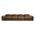4-Piece Sofa in Brown Velvet with Deep Seating Design