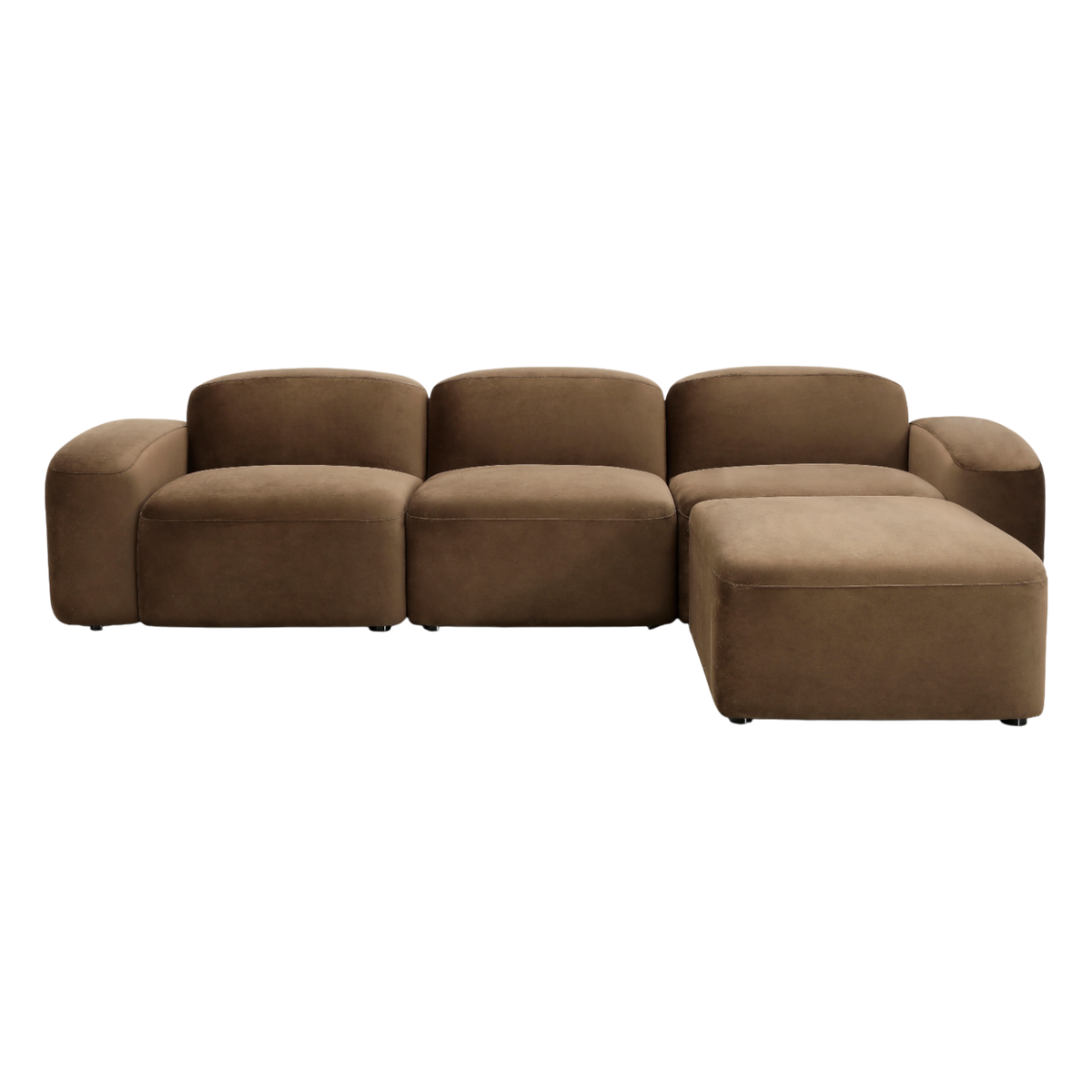 Sectional Sofa Brown Velvet with Deep Seating Design