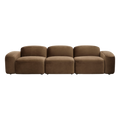 3-Piece Sofa in Brown Velvet with Curved Arms