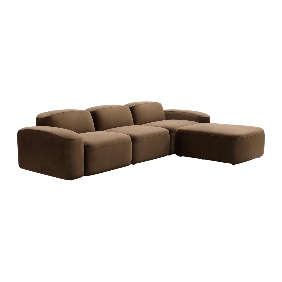 Sectional Sofa Brown Velvet with Deep Seating Design