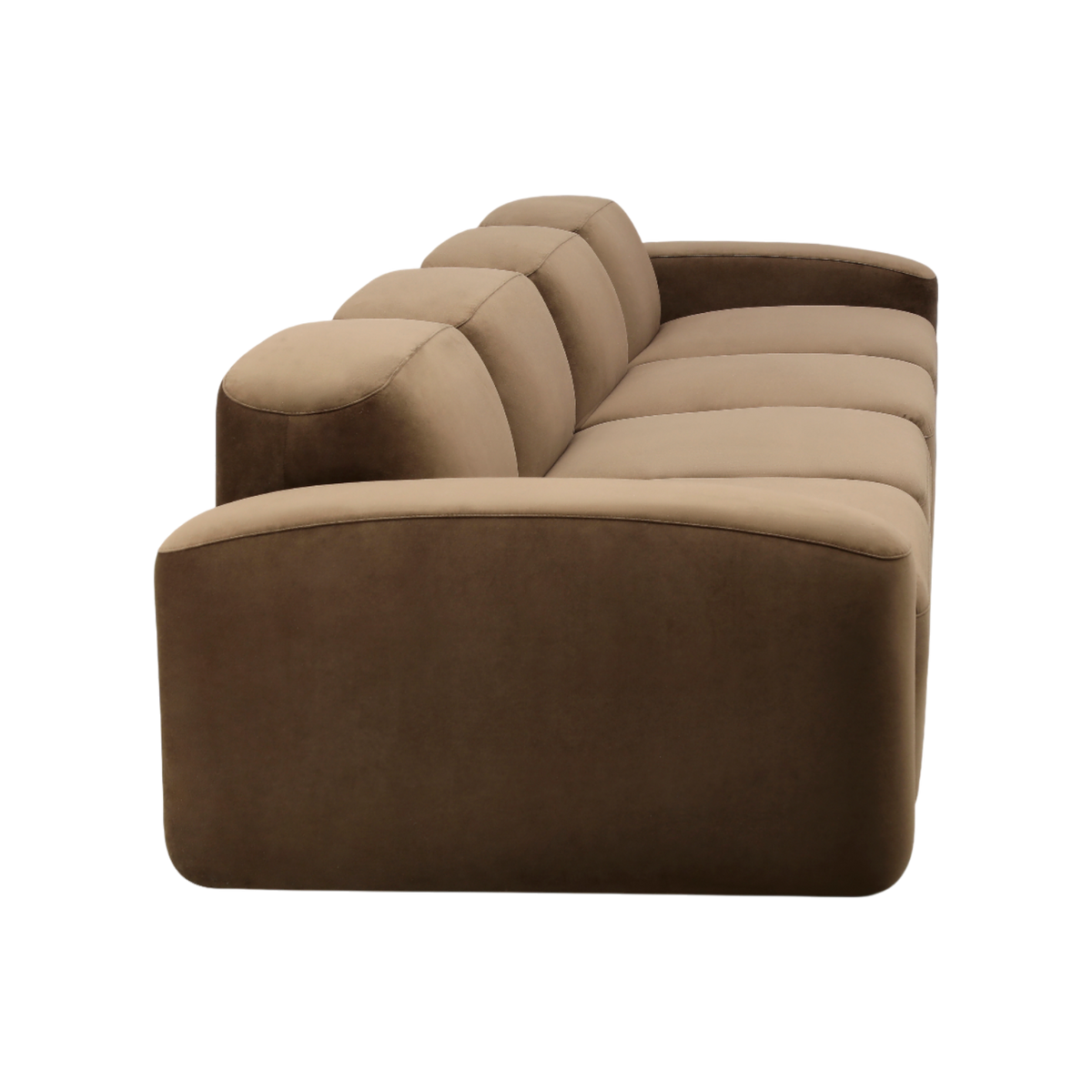 4-Piece Sofa in Brown Velvet with Deep Seating Design