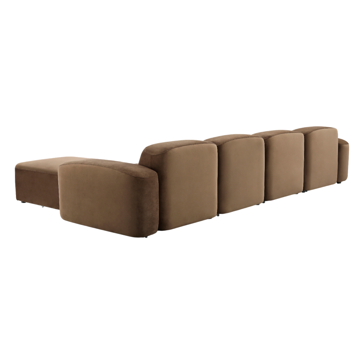 Large Sectional Sofa in Brown Velvet with Curved Arms