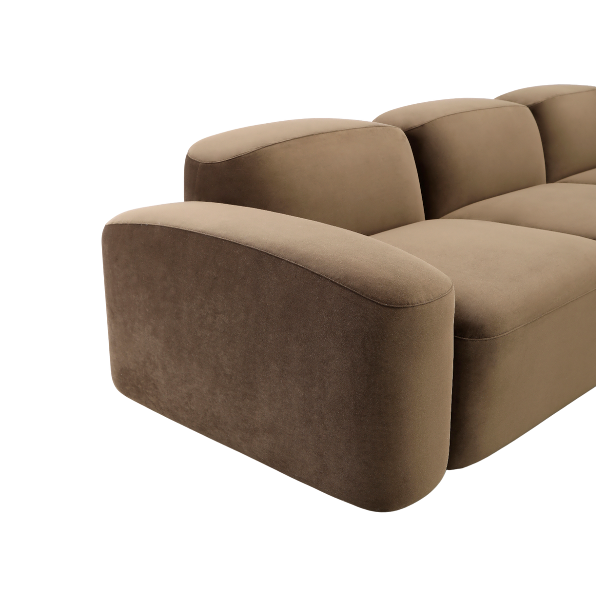 4-Piece Sofa in Brown Velvet with Deep Seating Design