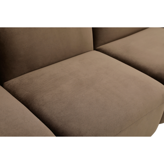 Large Sectional Sofa in Brown Velvet with Curved Arms