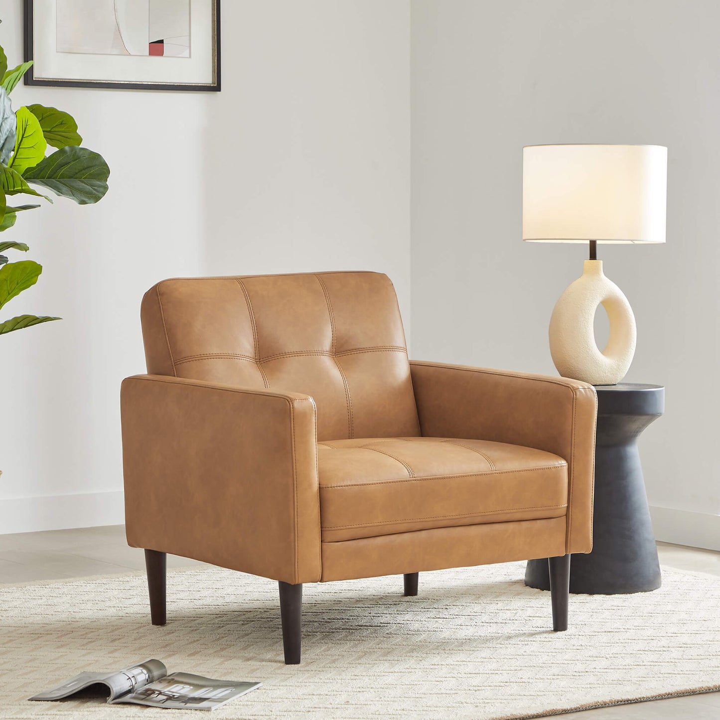 Mid-Century Accent Chair with Tapered Legs