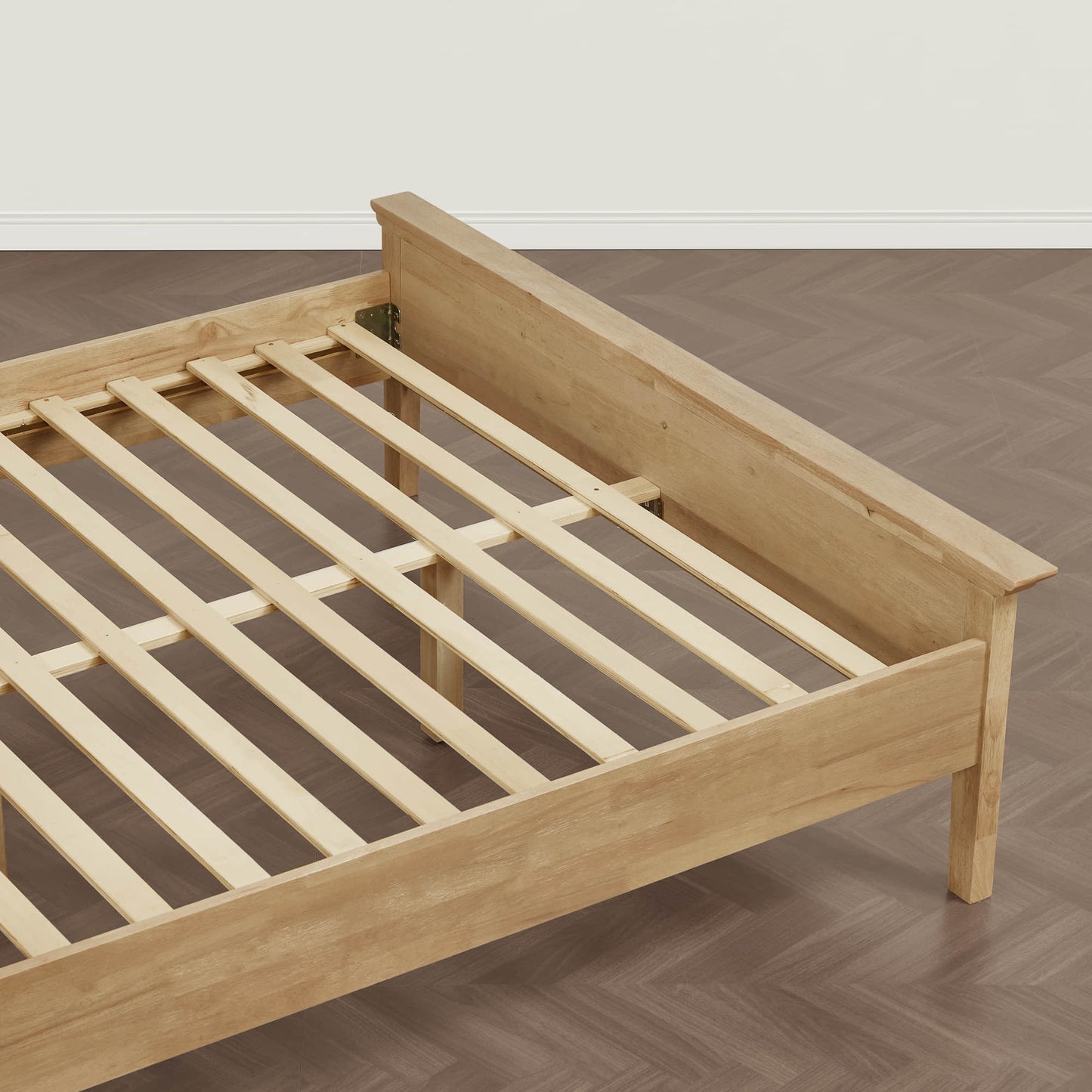 Mid-Century Boucle Platform Bed with Curved Headboard
