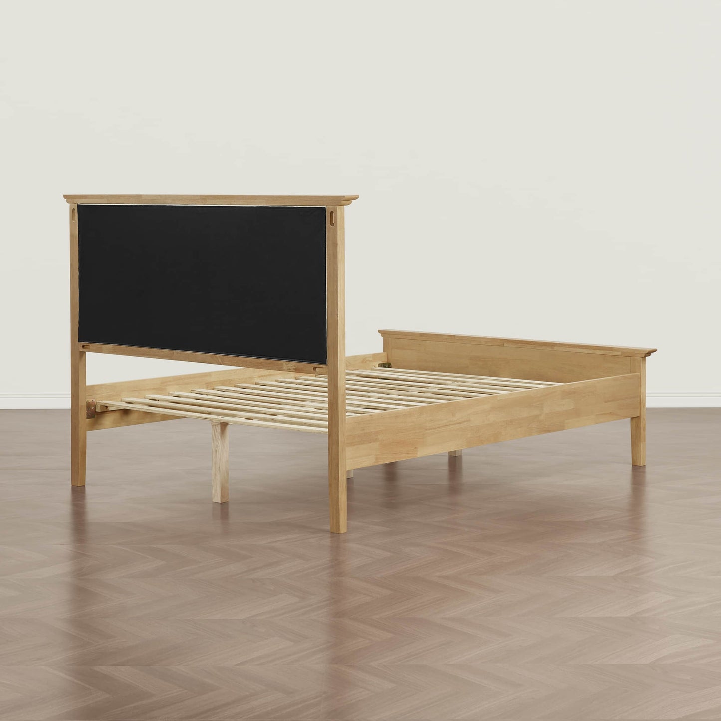 Mid-Century Boucle Platform Bed with Curved Headboard