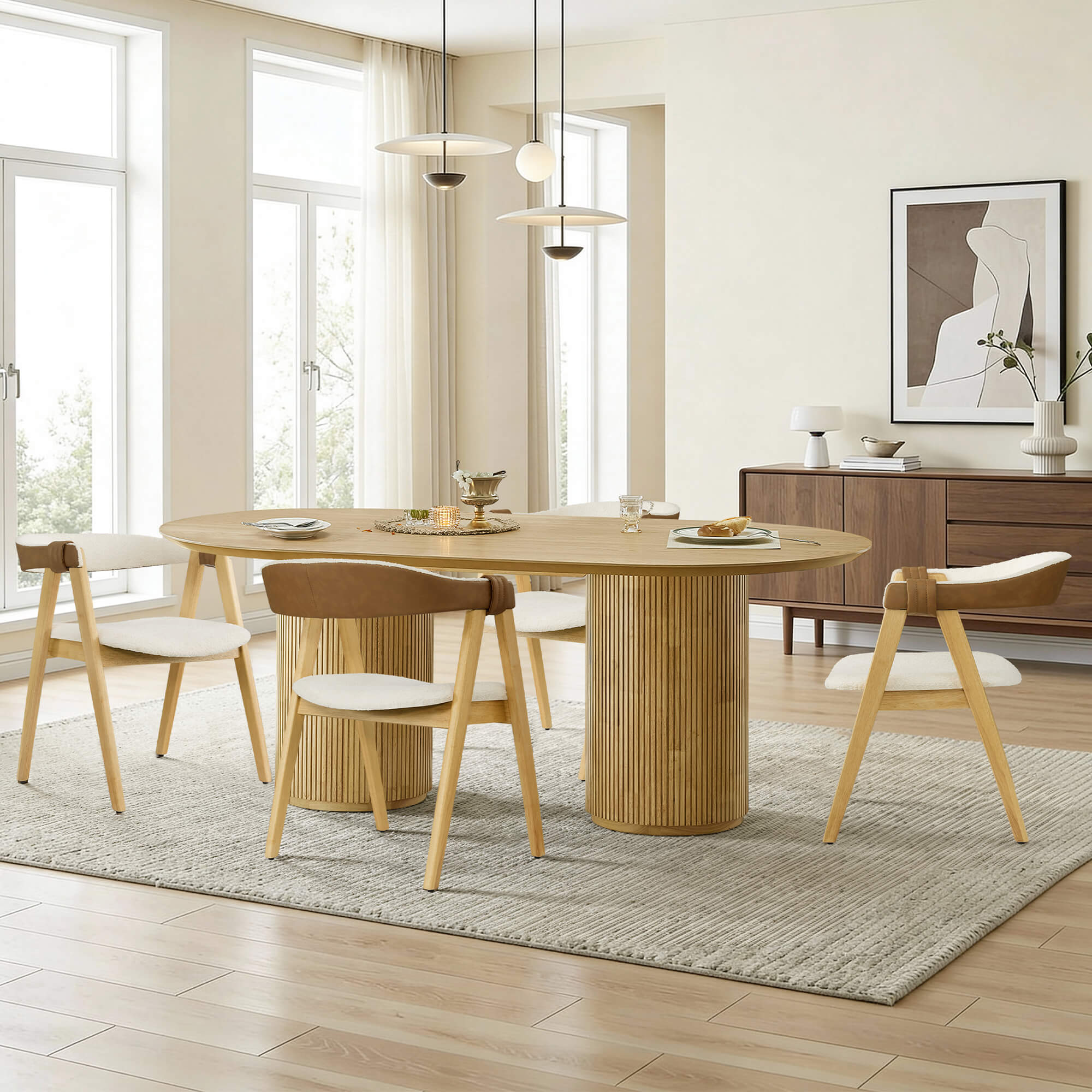 Mid-Century Modern Chenille Dining Chair Set of 2