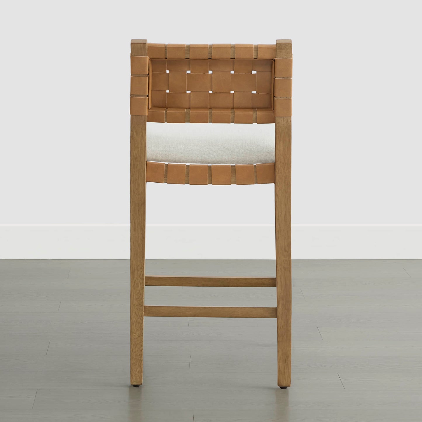 Mid-Century Modern Handwoven Counter Stool in Natural Fiber