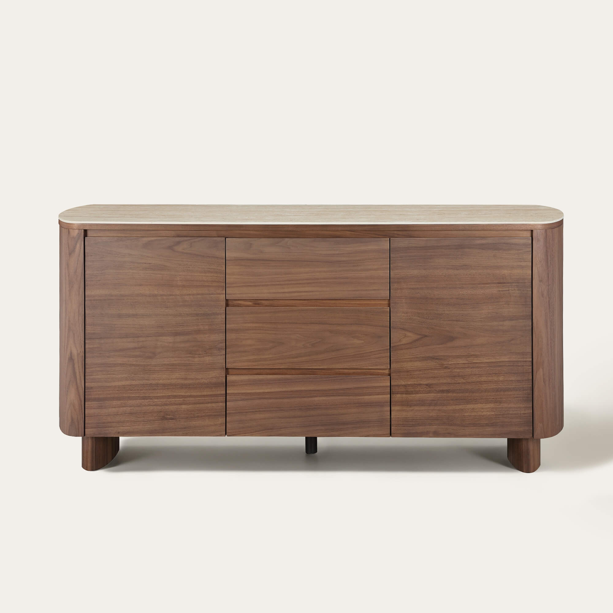 Mid-Century Natural Wood 63" Sideboard Buffet with Doors