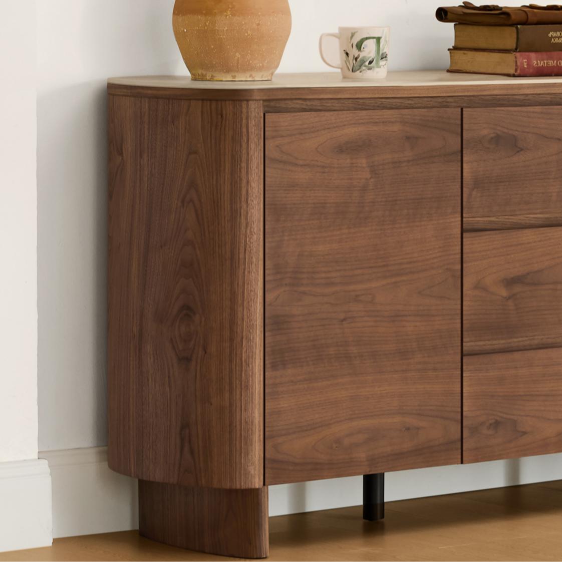 Mid-Century Natural Wood 63" Sideboard Buffet with Doors