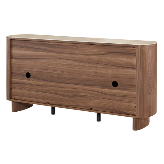 Mid-Century Natural Wood 63" Sideboard Buffet with Doors
