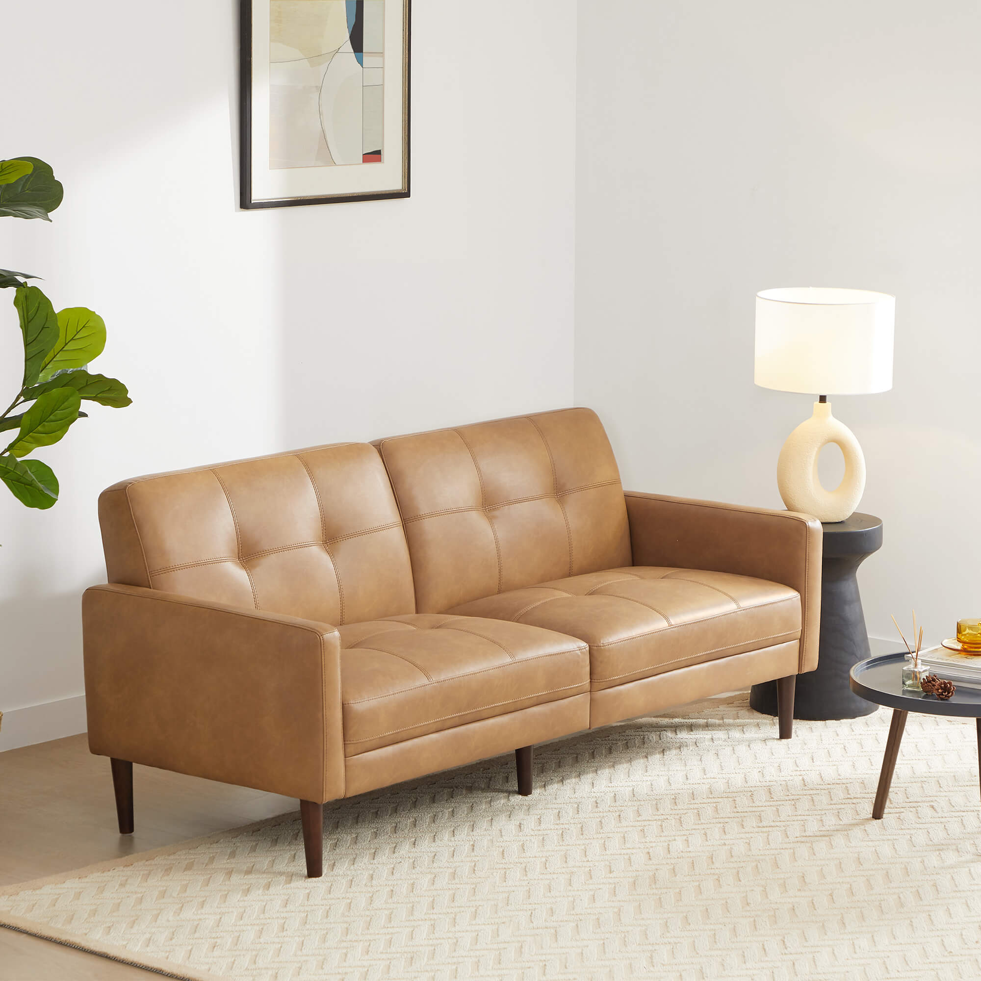 Mid-Century Sofa in 73" with Sleek Wooden Legs