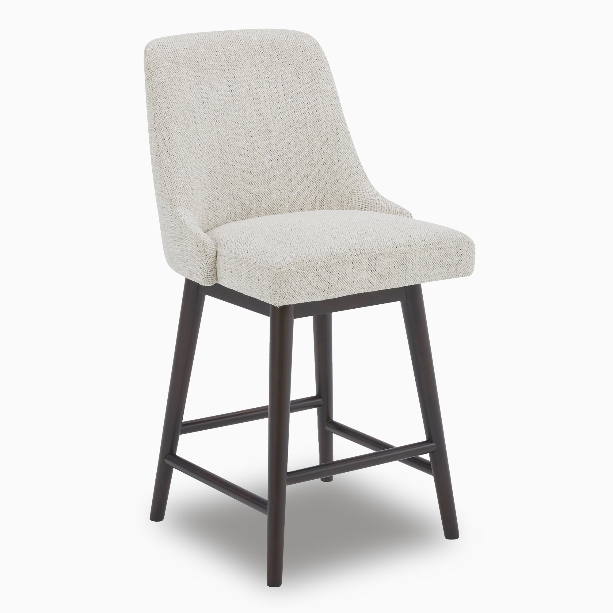 Mid-Century Swivel Bar Counter Stool in Grey Fabric