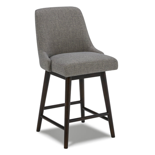 Mid-Century Swivel Bar Counter Stool in Grey Fabric