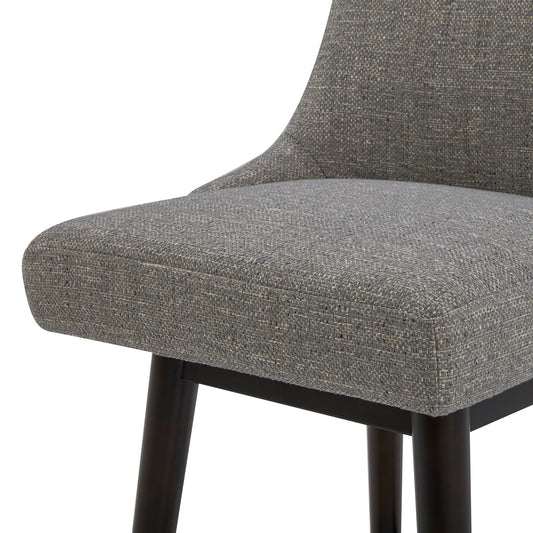 Mid-Century Swivel Bar Counter Stool in Grey Fabric