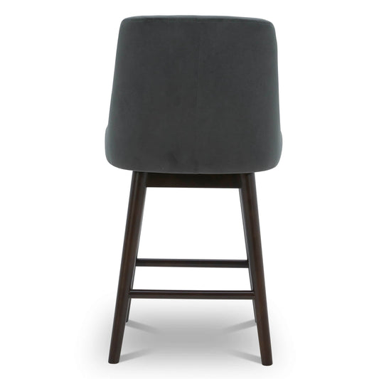 Mid-Century Swivel Bar Counter Stool in Grey Fabric