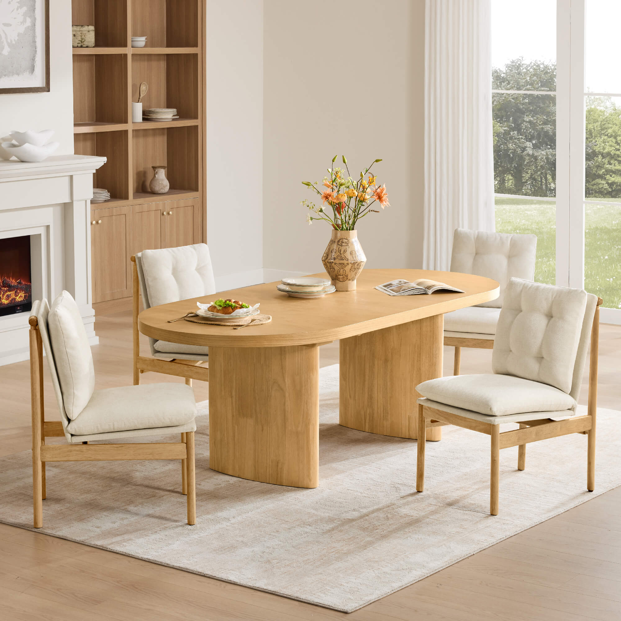 Mid-Century Tufted Plush Dining Chair Set of 2