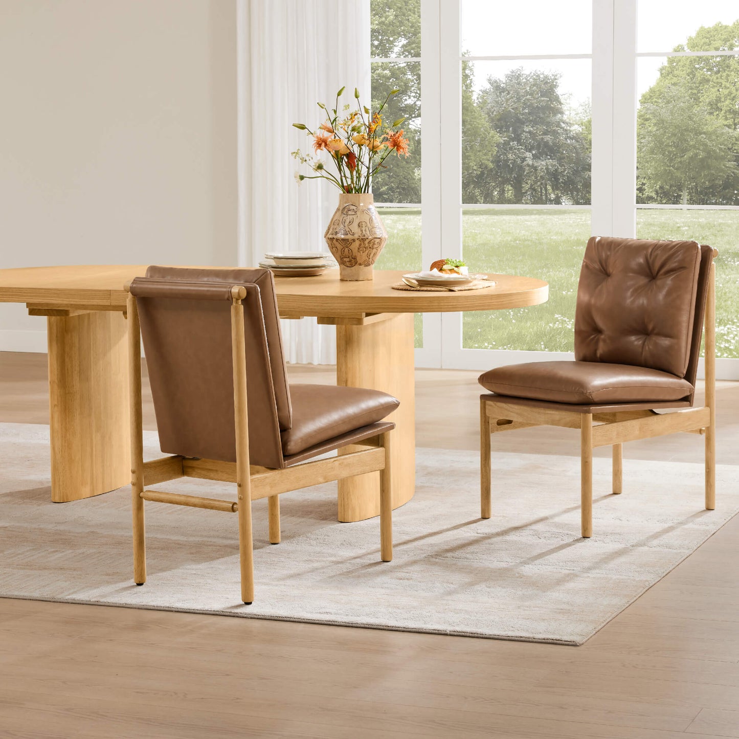 Mid-Century Tufted Plush Dining Chair Set of 2