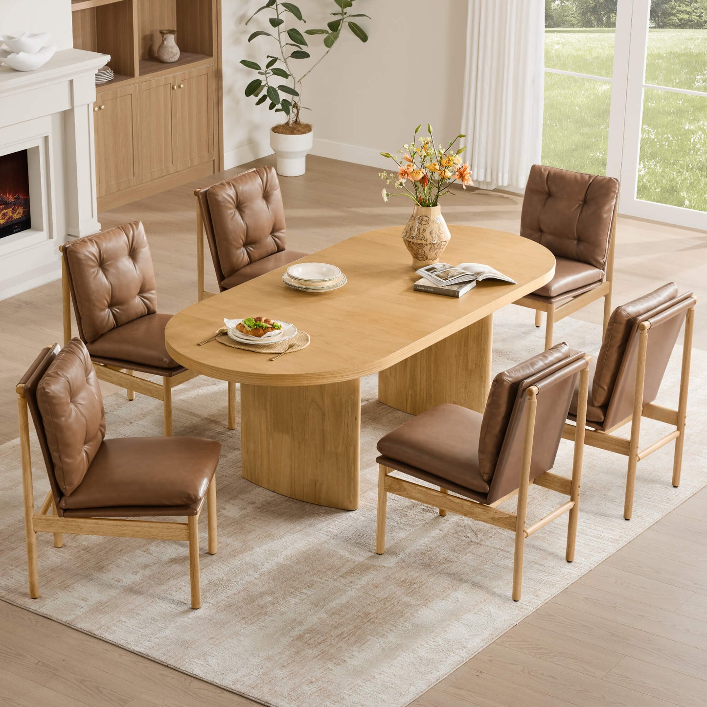Mid-Century Tufted Plush Dining Chair Set of 2