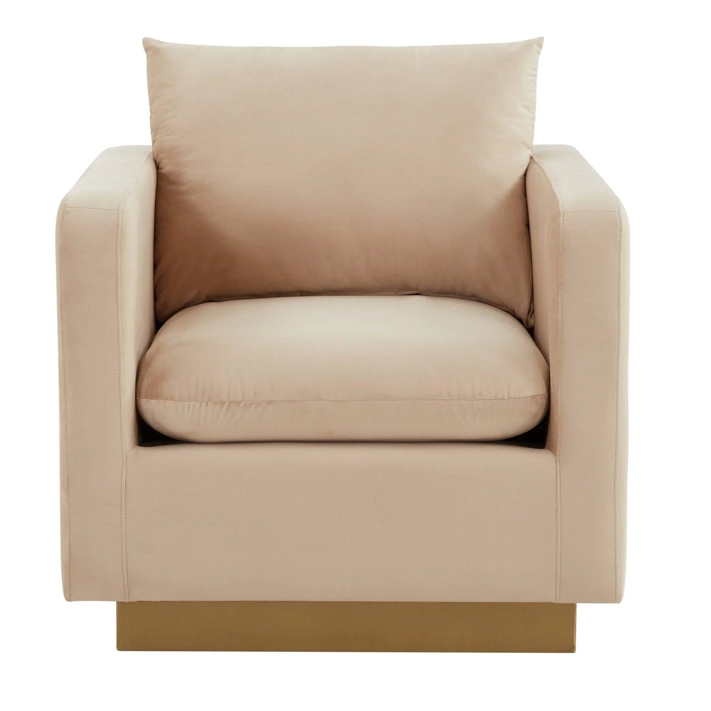 Mid-Century Velvet Accent Chair with Gold Base