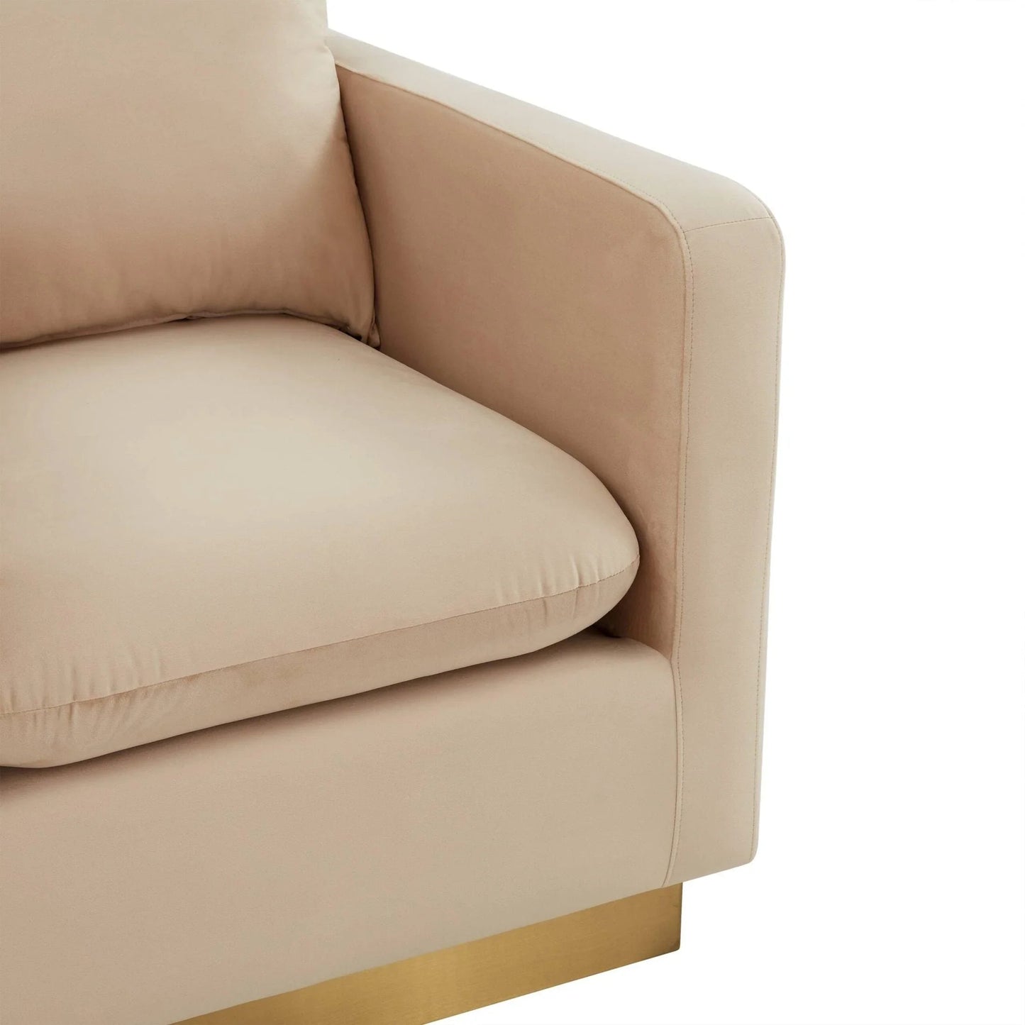 Mid-Century Velvet Accent Chair with Gold Base