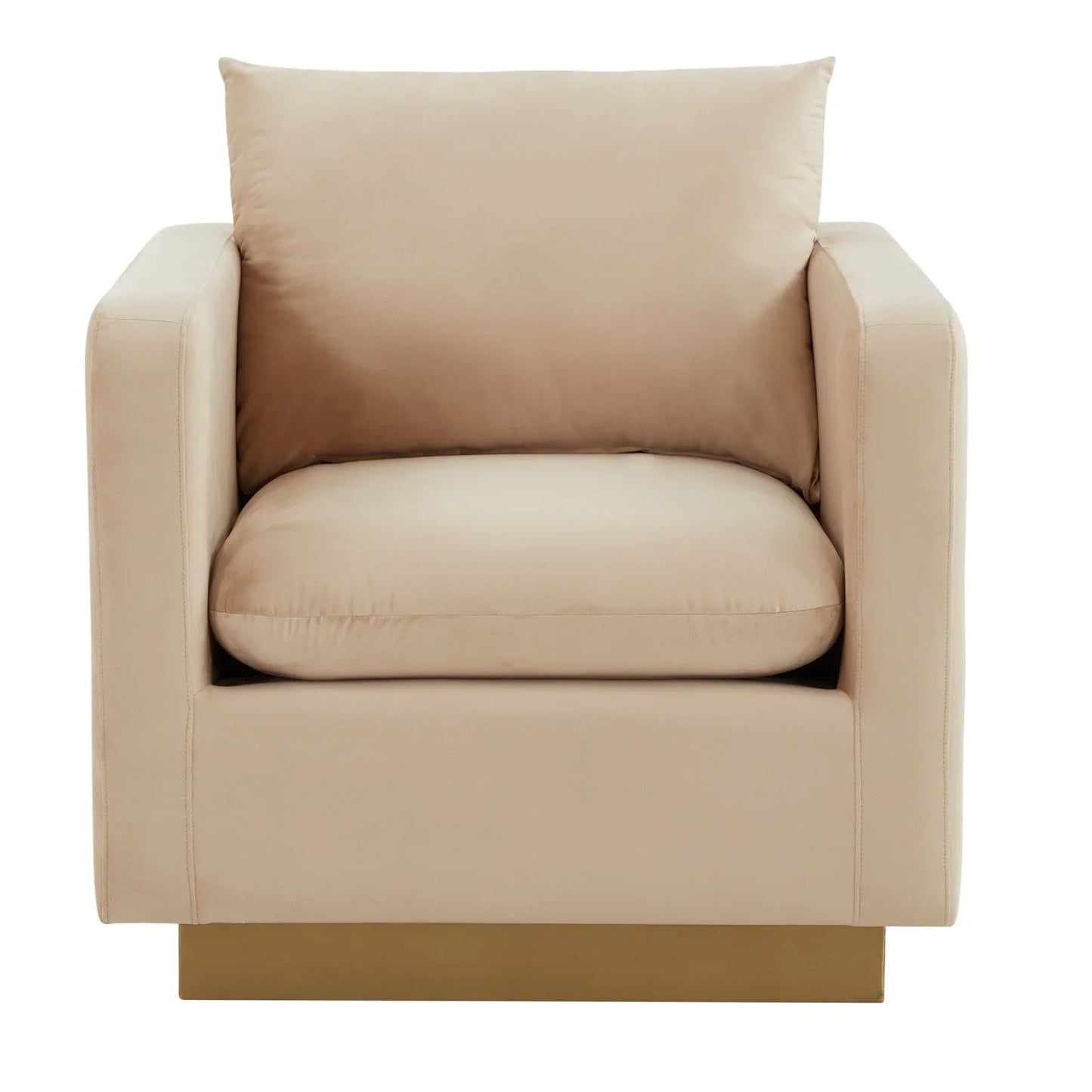 Mid-Century Velvet Accent Chair with Gold Base
