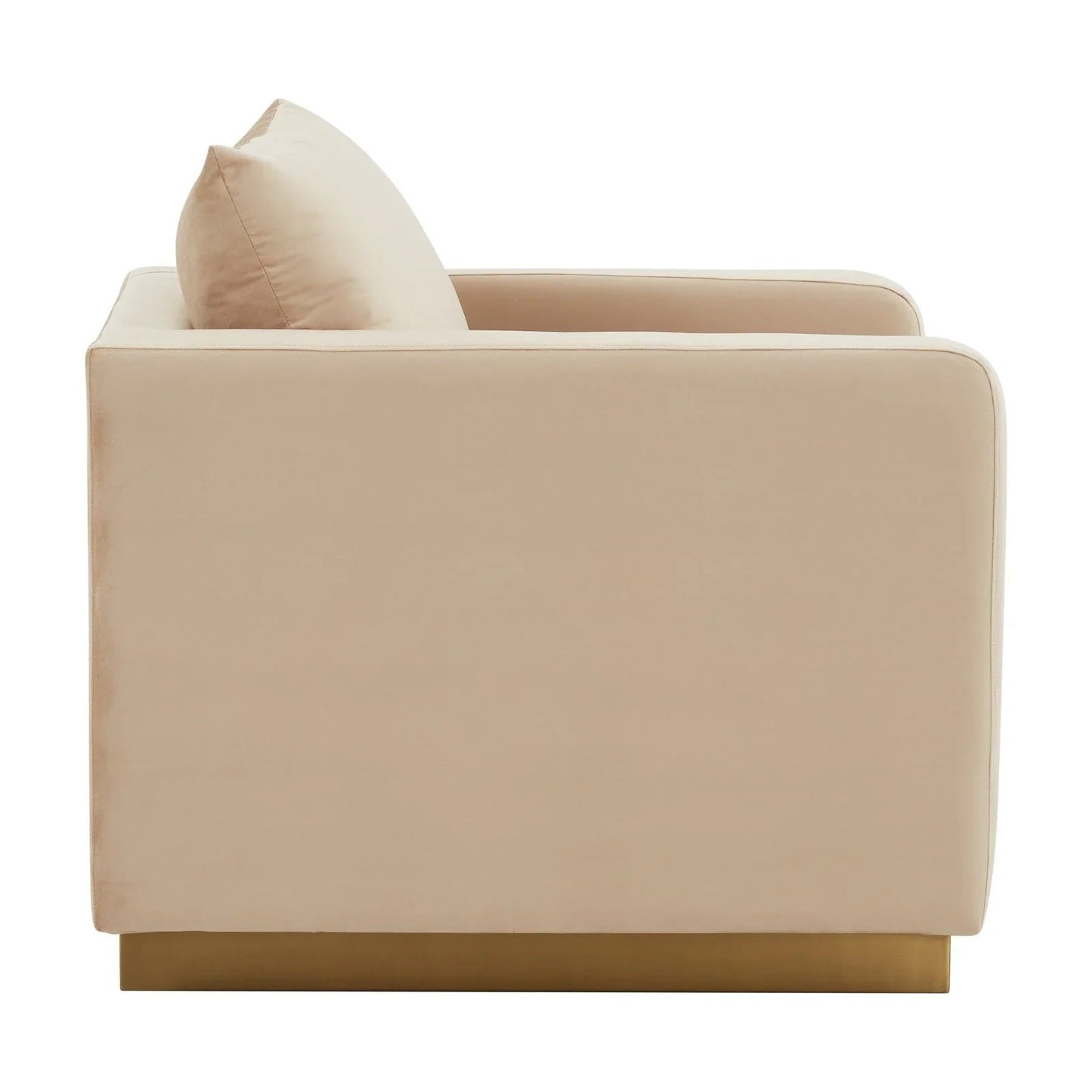 Mid-Century Velvet Accent Chair with Gold Base
