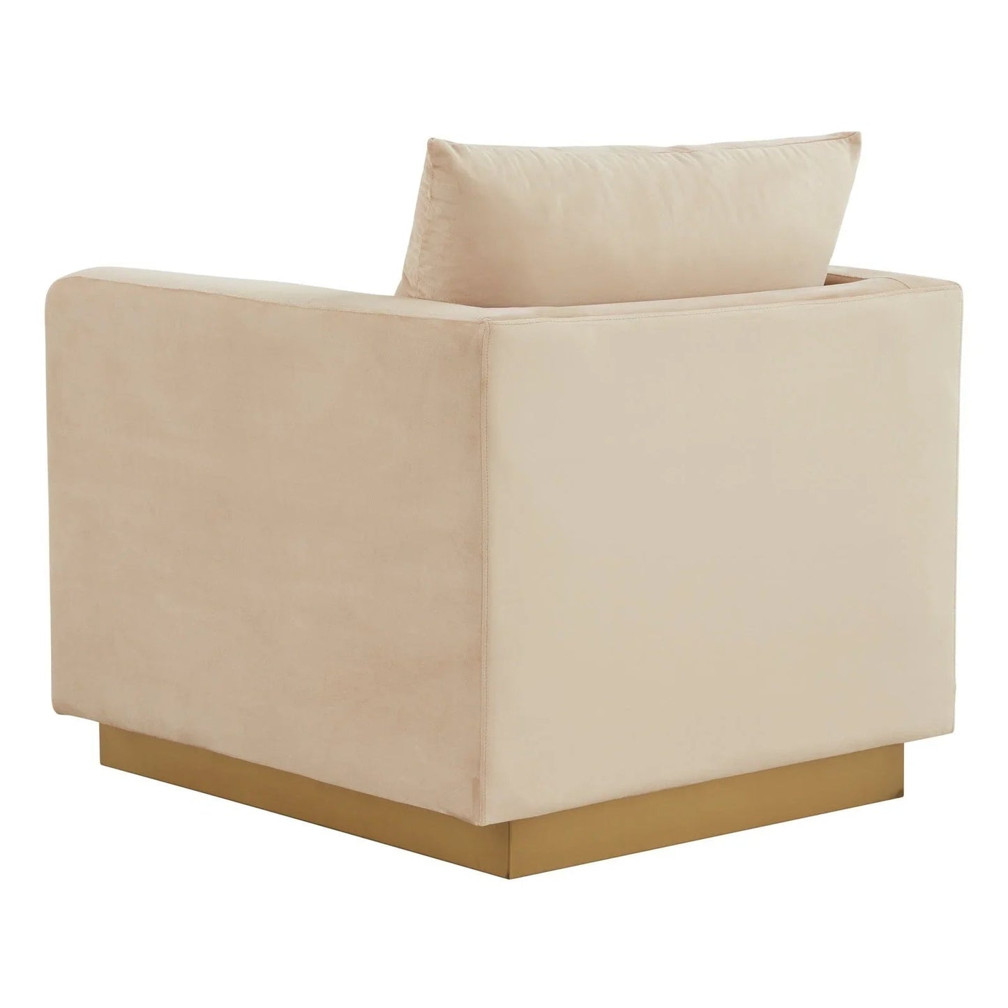 Mid-Century Velvet Accent Chair with Gold Base