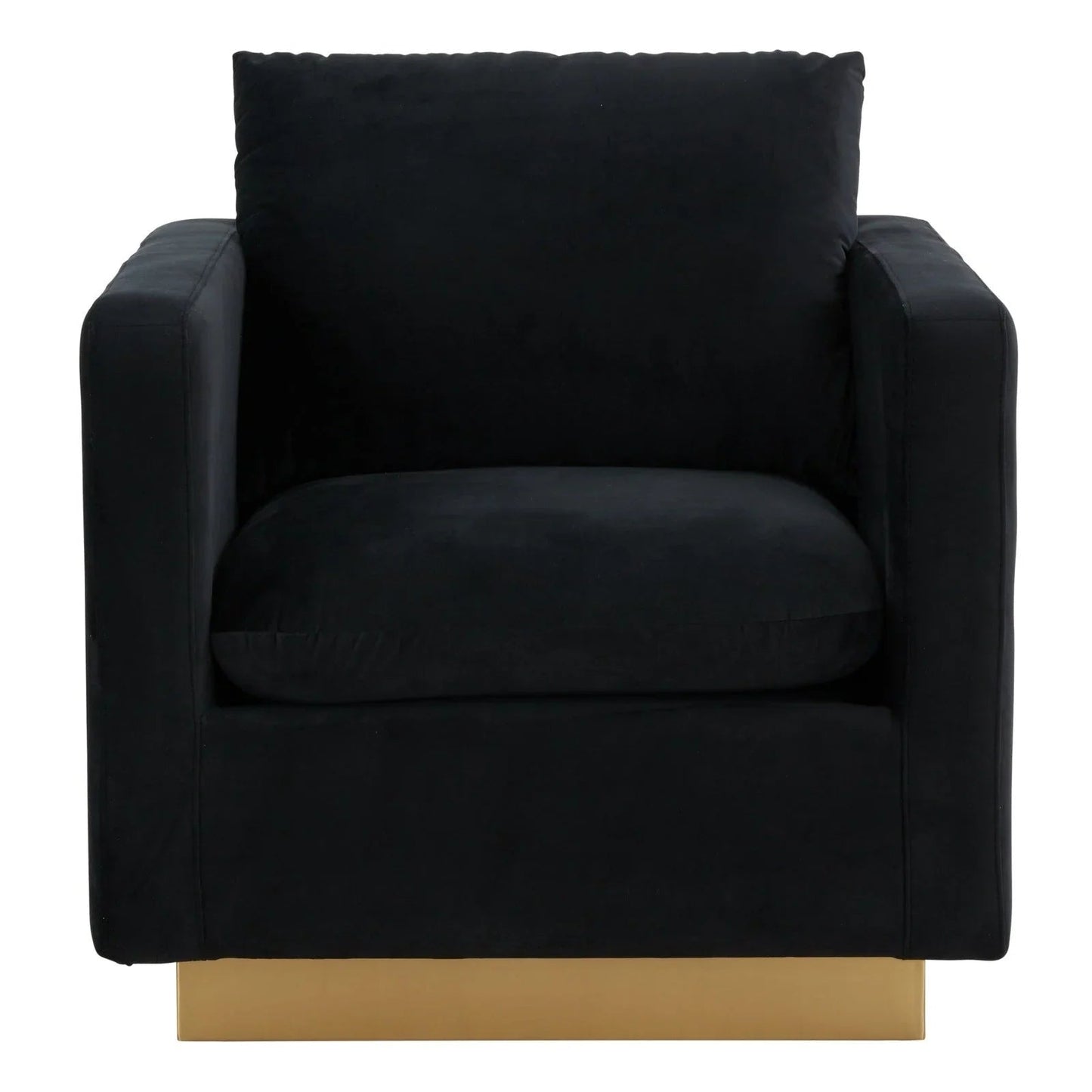 Mid-Century Velvet Accent Chair with Gold Base