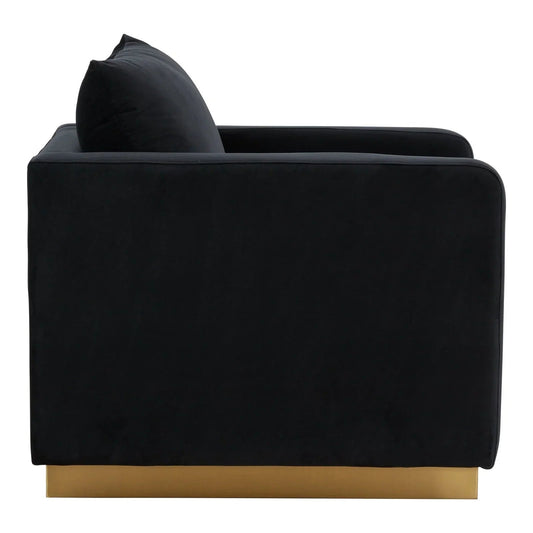 Mid-Century Velvet Accent Chair with Gold Base