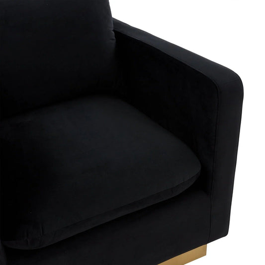 Mid-Century Velvet Accent Chair with Gold Base