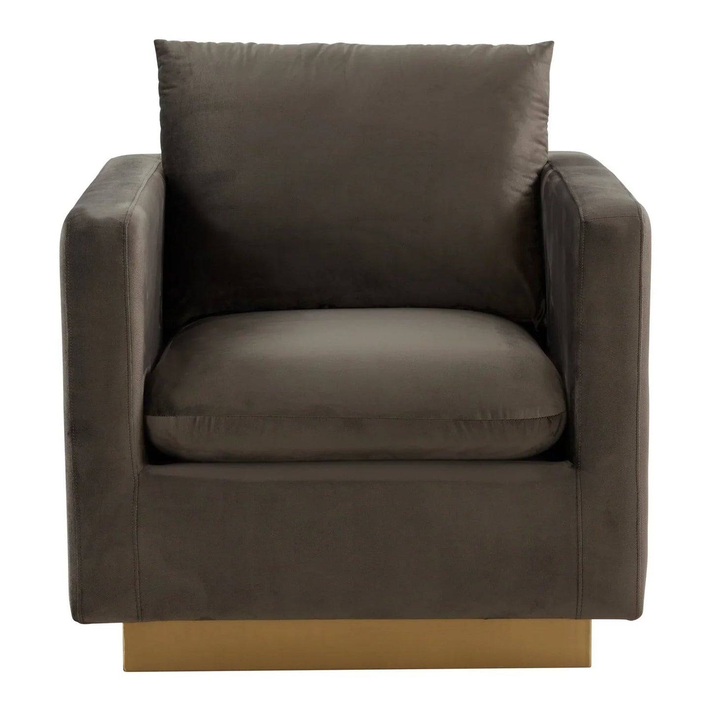 Mid-Century Velvet Accent Chair with Gold Base