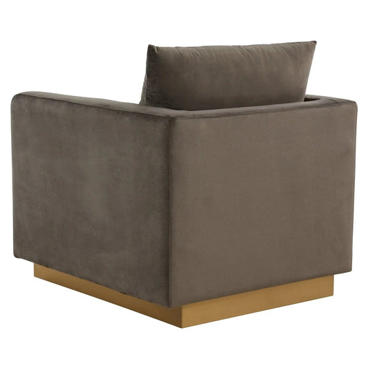 Mid-Century Velvet Accent Chair with Gold Base