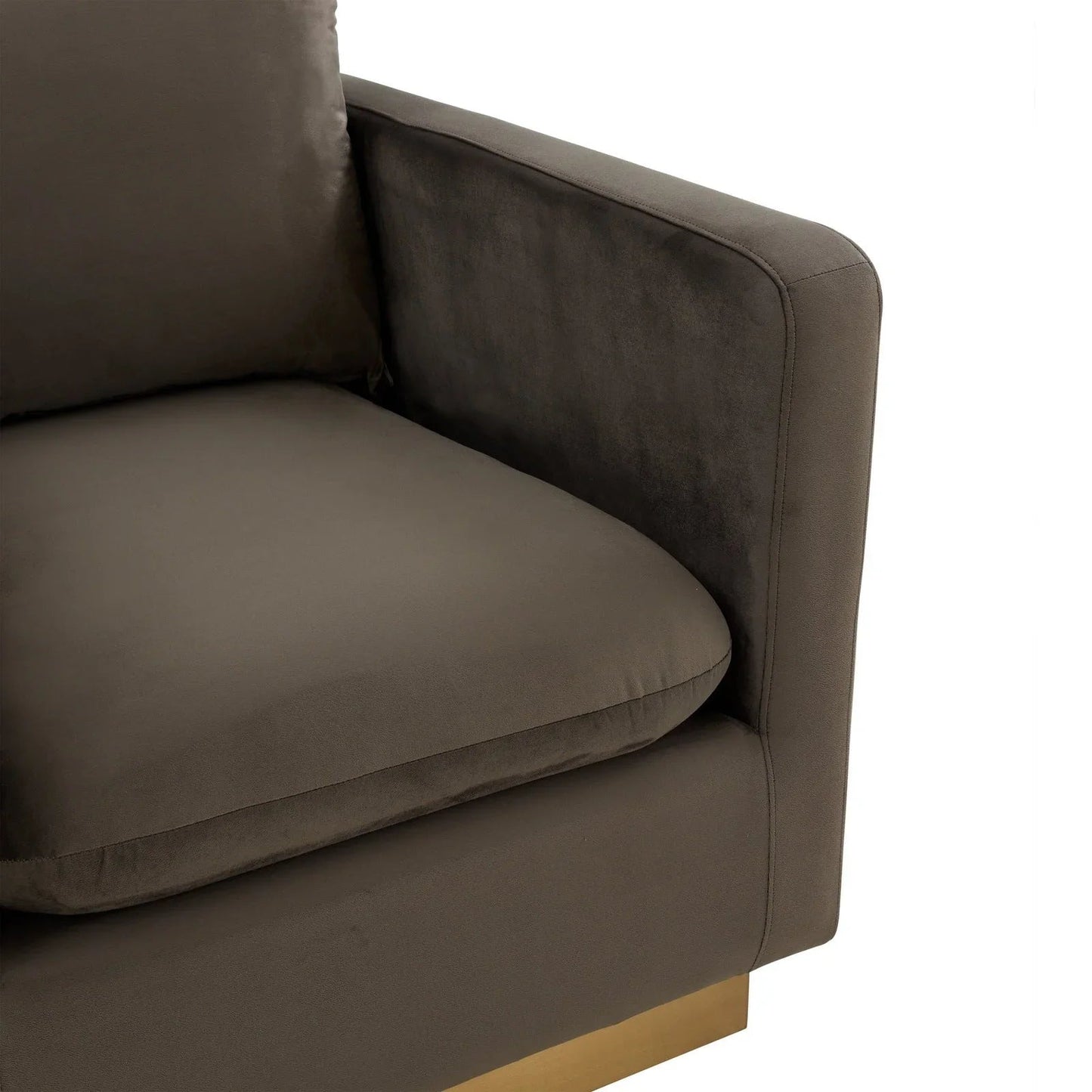 Mid-Century Velvet Accent Chair with Gold Base