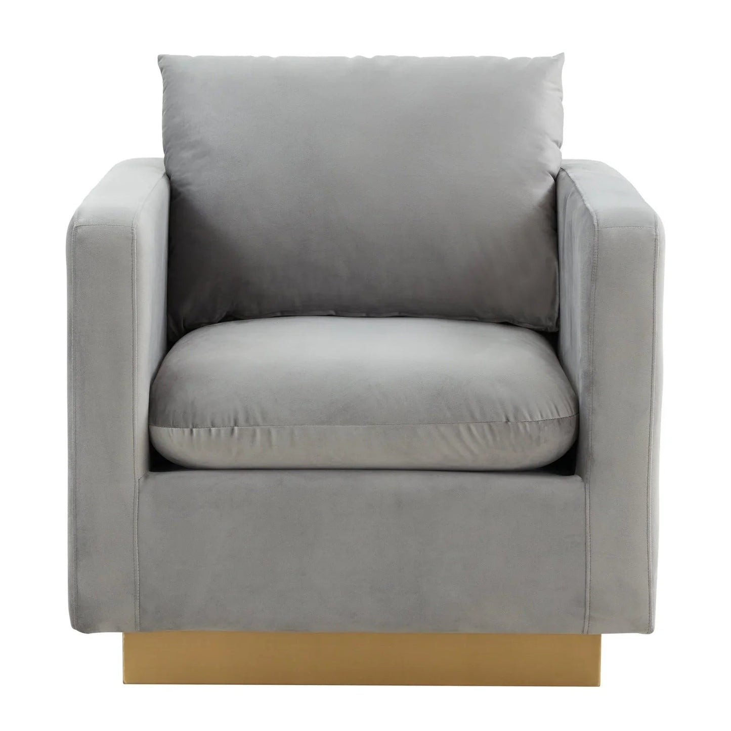 Mid-Century Velvet Accent Chair with Gold Base