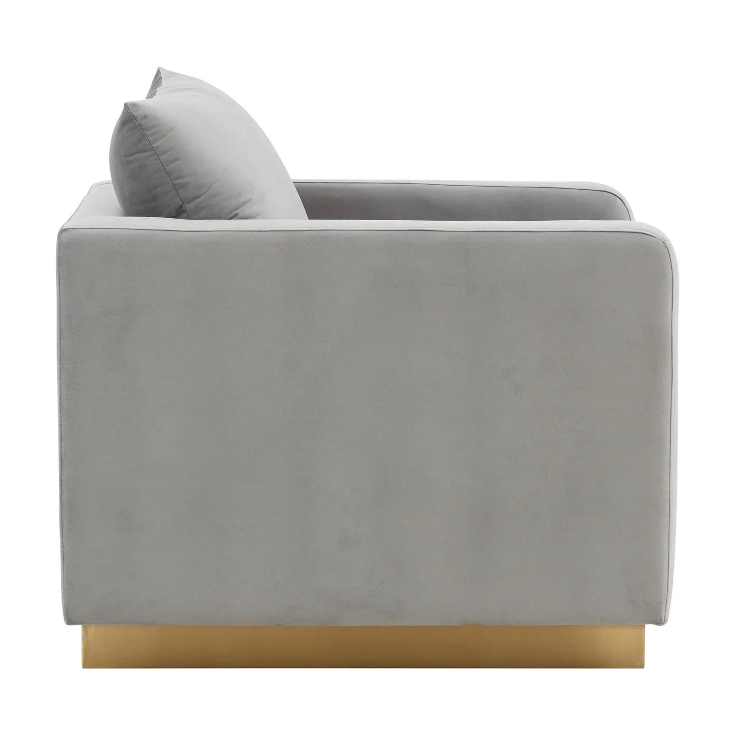 Mid-Century Velvet Accent Chair with Gold Base