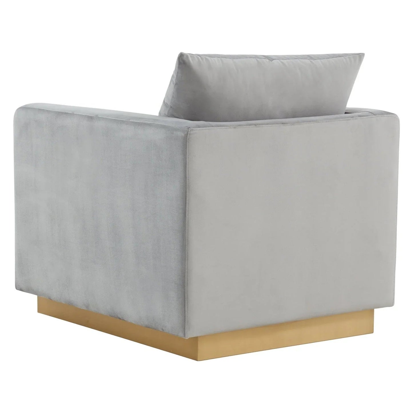 Mid-Century Velvet Accent Chair with Gold Base